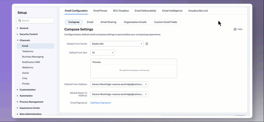 Editor de correos en Zoho CRM